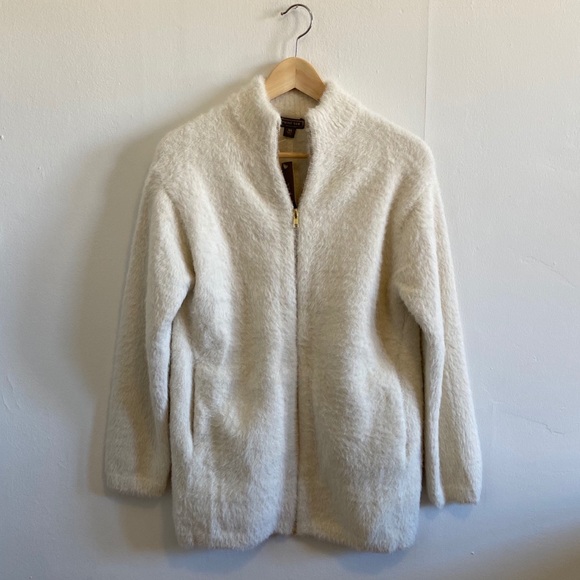 NWT J. Crew Pont Sur Fuzzy Cardigan Jacket Cream - Picture 5 of 7